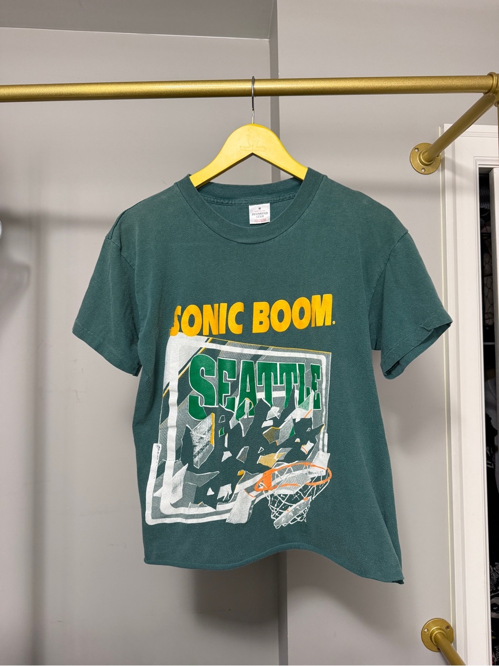 80s Seattle Sonic Boom Green Custom Crop T‑Shirt